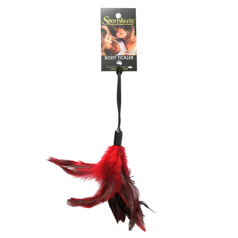 Luxurious USA-Made Feather Tickler for Playful Romance and Sensual Teasing with Black Wrist Cord Control. Perfect Gift for Valentine&