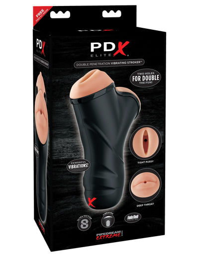 Double the Pleasure with the Realistic Double Penetration Vibrating Stroker - Enjoy Lifelike Sensations and Intense Vibrations for Ultimate Bliss!