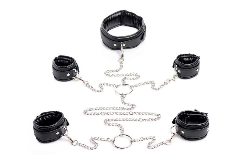 Dominate with Comfort: Leather-Like Shackle Set for Bedroom Play