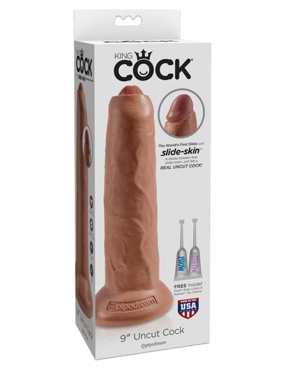 Experience Realistic Bliss with King Cock's Uncut Dildo - Featuring Movable Foreskin and Suction Cup Base!