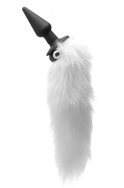 Fluffy White Fox Tail Vibrating Anal Plug for Playful Fun and Sensual Pleasure