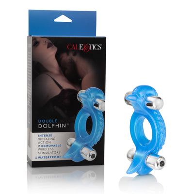 Opulent Blue Dolphin Cockring: Dual Vibrators, Clit-Stimulating Design, Hands-Free, Removable Stimulators, Top-Quality PVC.