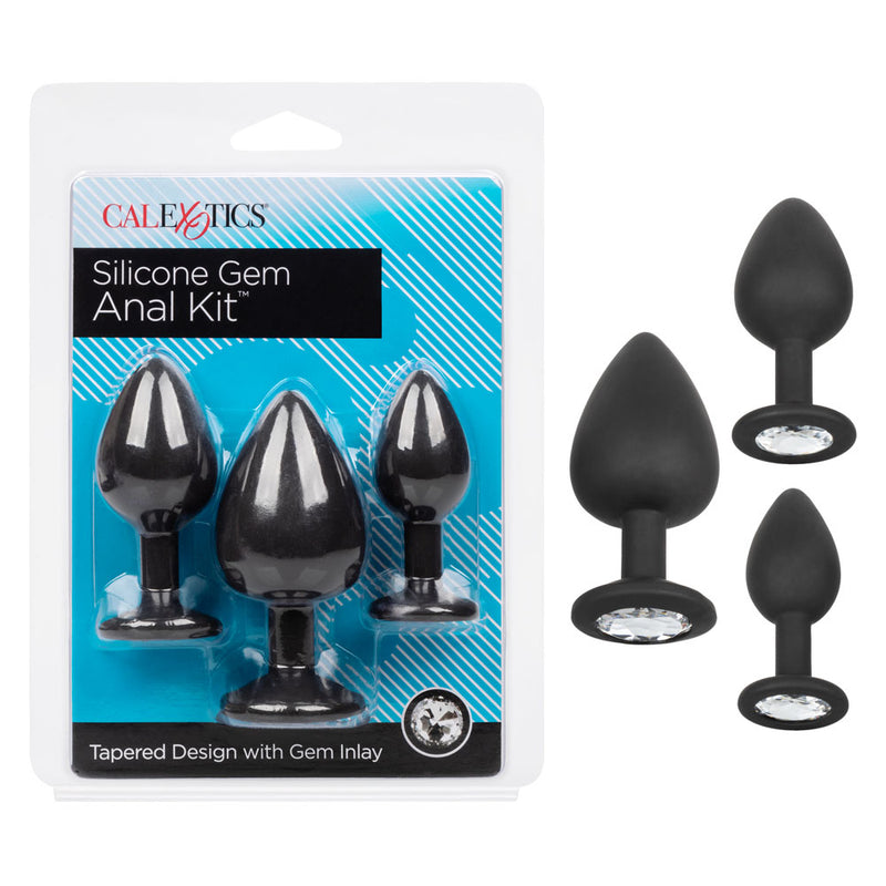 Spice Up Your Play with the Silicone Gem Anal Exerciser Kit - 3 Graduated Plugs with Gem Base for Safe and Thrilling Sensation