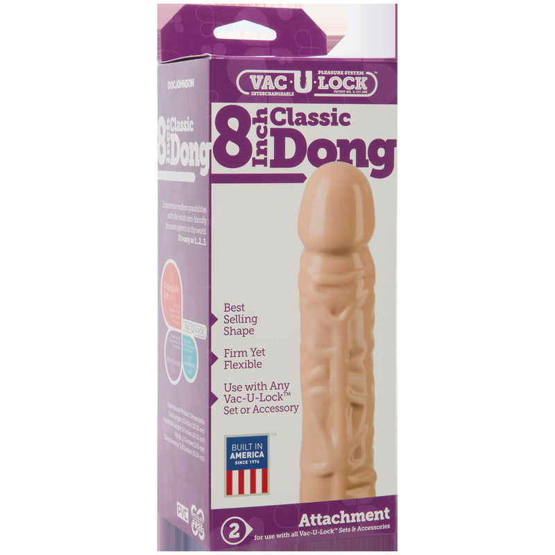 Upgrade Your Pleasure with our 8 Inch Realistic White Flesh Colored Dong for Vac-U-Lock System