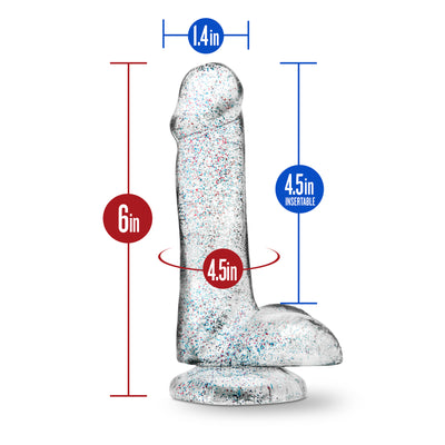 Sparkle up your playtime with Naturally Yours Glitter Dong - a versatile, body-safe accessory for foreplay, solo play, or strap-on fun!