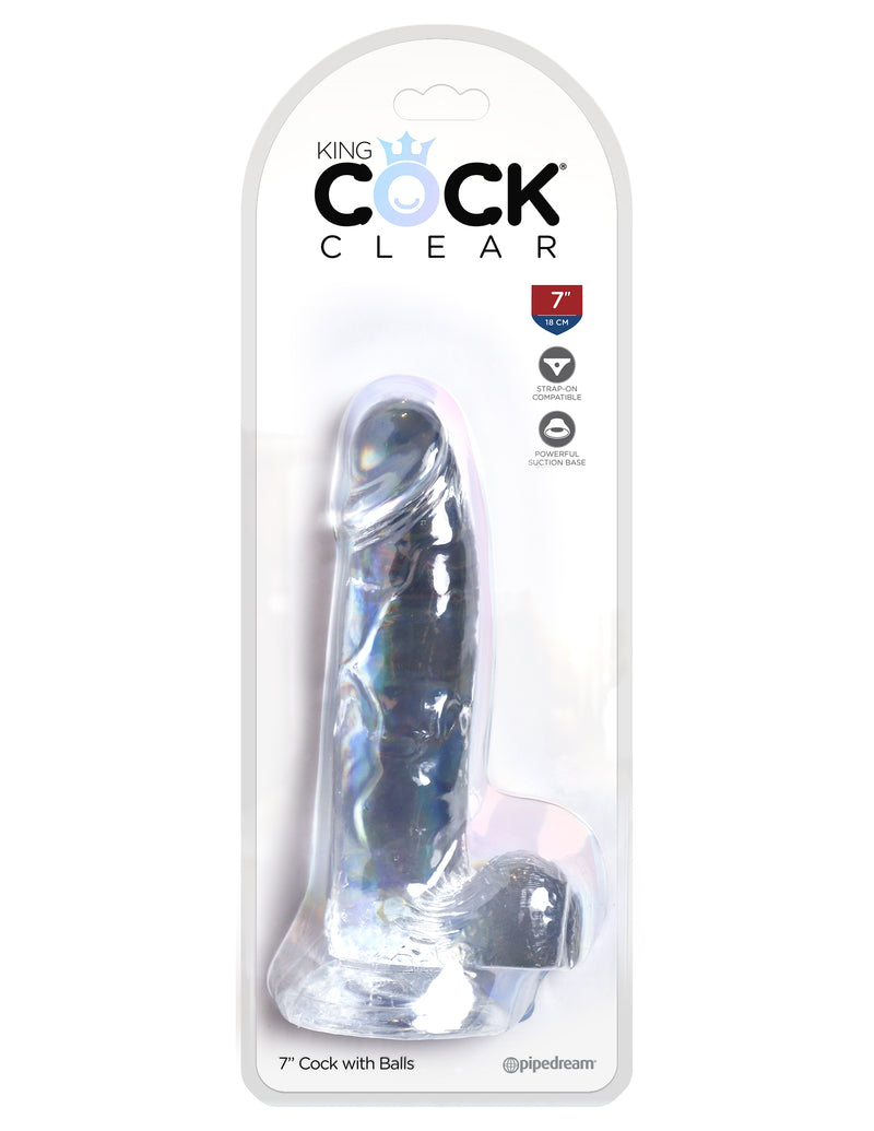 Experience Pure Pleasure with King Cock Clear Dildo - Lifelike Design, Suction Cup Base, Easy to Clean