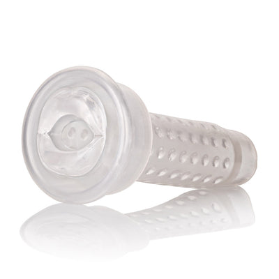 Upgrade Your Solo Play with the Optimum Series Stroker Pump Sleeve - Mouth-Shaped Sleeve with Stimulating Beads for Intense Pleasure