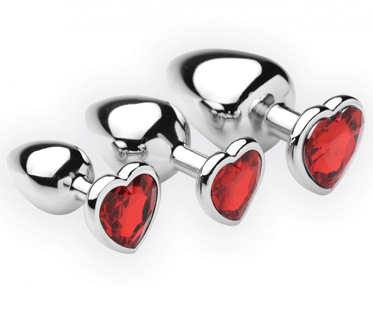 Metal Anal Plugs with Heart-Shaped Jewels for Maximum Pleasure and Comfort