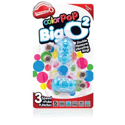 Vibrant Dual-Action Cockring: ColorPoP Big O 2 with Vertical Head, Powerful Motors, and Stretchy Erection Ring for Ultimate Satisfaction.