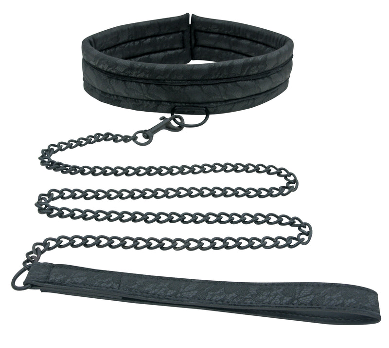 Lace Collar and Leash Set for Bondage & Fetish Play - Soft, Padded, and Durable with 30 Inch Metal Leash.