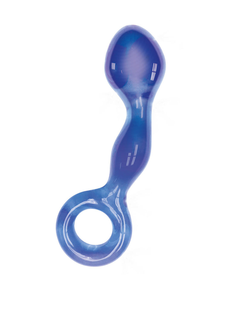 Indigo Glass Plug with Finger Ring for Ultimate Pleasure and Eco-Friendly Fun
