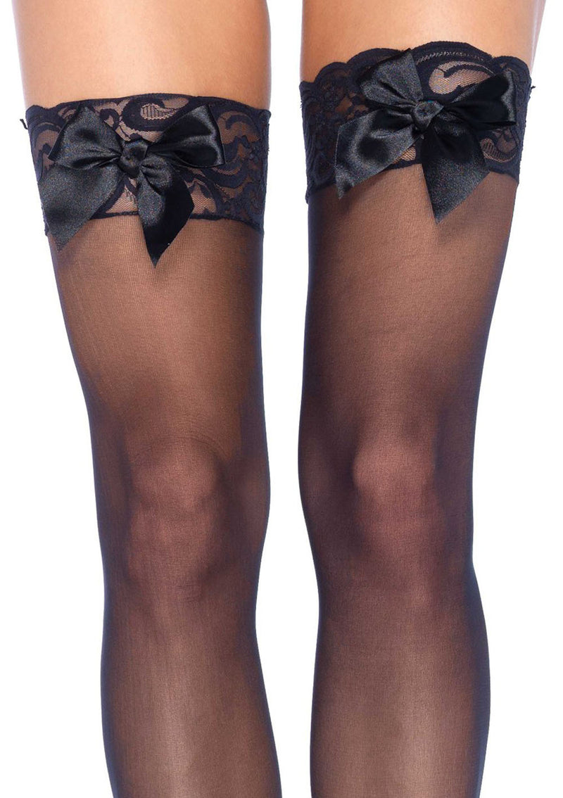 Lace Top Thigh Highs with Satin Bow - Sexy and Comfortable!