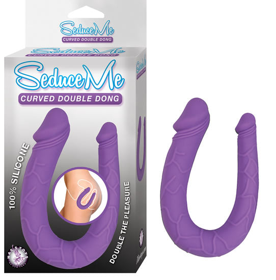 Double Your Fun with our Silicone Curved Double Dong - 100% Safe and Waterproof