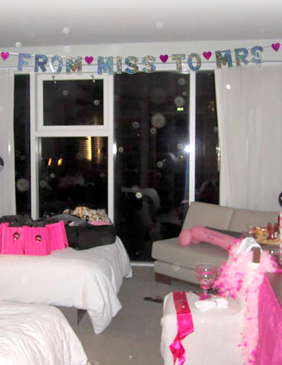From Miss to Mrs. Reflect Silver Banner - Perfect Bachelorette Party Decoration!