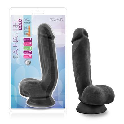 Get Bold with the Au Naturel Pound Dildo - Realistic Sensa Feel, FlexiShaft, Suction Cup Base, and Body-Safe TPE Material.