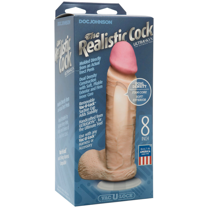 Realistic 8 Inch UR3 Dildo with Suction Base and Balls - Made in USA