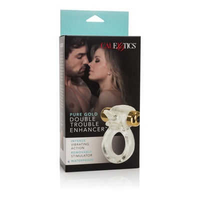 Gold Couples Vibrating Cockring with Clit Stimulator for Endless Orgasms