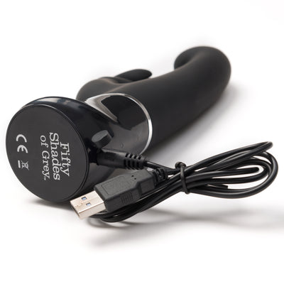 Experience Dual Stimulation with the 50 Shades Rabbit Vibrator - Rechargeable and Waterproof!