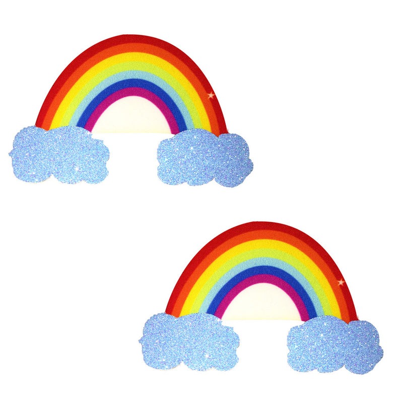 Rainbow Glitter Cloud Nipple Pasties - Hypoallergenic and Long-Lasting for Confident Fun Nights Out!