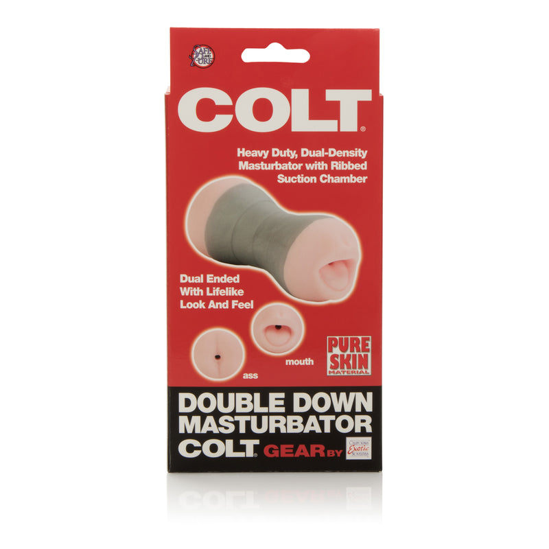 Experience Ultimate Pleasure with the COLT Double Down Masturbator - Dual Entry, Ribbed Suction Chamber, Maintenance-Free
