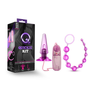Upgrade Your Backdoor Pleasure with Our Pink Anal Quickie Kit - Vibrating Pleaser and Graduated Beads Included!
