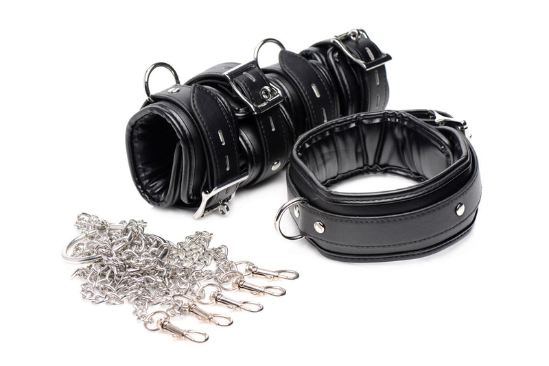 Dominate with Comfort: Leather-Like Shackle Set for Bedroom Play