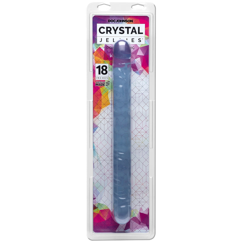 Double Your Pleasure with the Crystal Jellies 17.5" Double Dong - Made in the USA with Body-Safe Material!