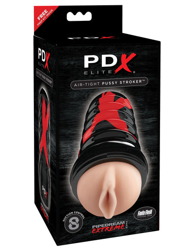 PDX Elite Air-Tight Stroker: Powerful Suction, Ribbed Exterior, Fanta Flesh Interior, Waterproof, Lifelike Experience.