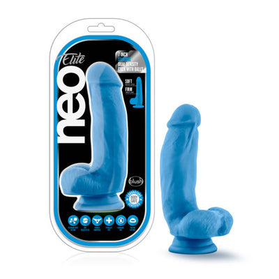 Neo Elite 7 Inch Dual Density Silicone Dildo with Suction Cup Base - Lifelike Feel, Girthy and Harness Compatible for Hands-Free Fun!