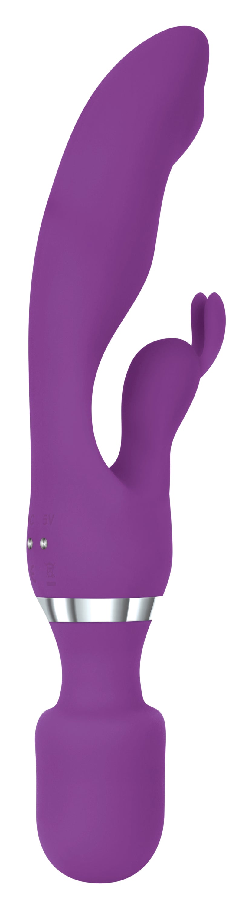 Double the Pleasure with our Rechargeable Dual-Ended Silicone Rabbit Vibe + Wand Massager