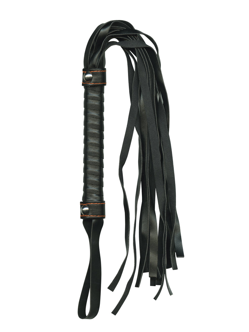 Empowering Leather Whip with Orange Accents for Next-Level Play