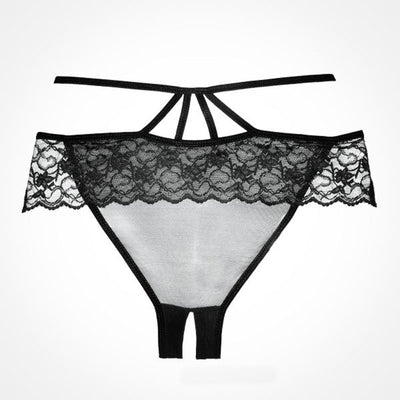 Sheer Delight Crotchless Panty: Feel Confident and Beautiful with Delicate Lace and Daring Design.