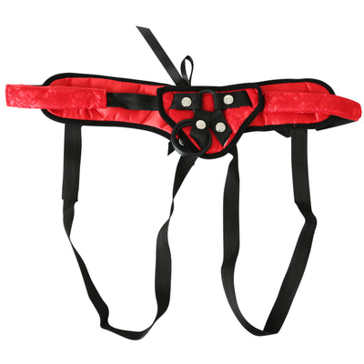 Red Lace Strap-On with Bullet Pocket and Interchangeable O-Rings - Perfect Fit for All!