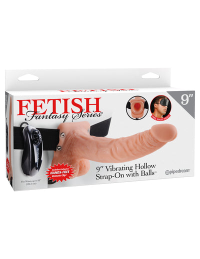 Enhance Your Bedroom Game with the 9" Vibrating Hollow Strap-On - Perfect for Confident and Satisfying Pleasure!