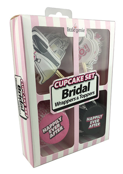 Bridal Cupcake Wrappers and Toppers Set - 24 Pieces for Easy and Fun Party Decorating!