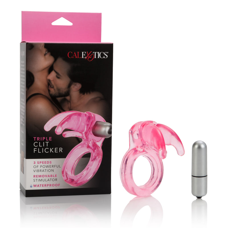Triple Prong Wireless Clit Stimulating Cockring with 6 Batteries Included!