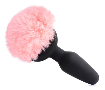 Experience Booty Bliss with our Vibrating Pink Bunny Tail Anal Plug